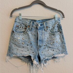 Levi’s 501 High-Rise Star Studded Distressed Denim Cutoffs